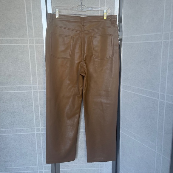 NWT Wilfred Camel Melina Faux Leather Cropped Pants sz 14 - Picture 3 of 7